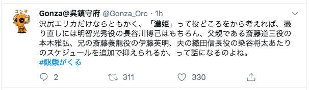 沢尻エリカ逮捕で来年の大河ドラマ「麒麟がくる」の濃姫の代役は?