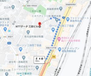 NTTデータ社員の通勤経路・泉岳寺駅~田町三田ビル
