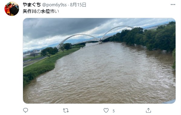 氾濫の恐れのある矢作川の時間経過の水位のまとめ