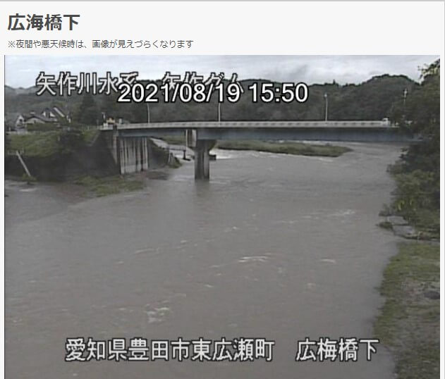 氾濫の恐れのある矢作川の時間経過の水位のまとめ